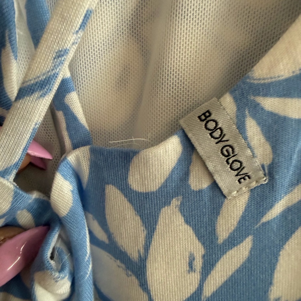 Body Glove Blue and White Floral Swim Coverup Dress - Picture 3 of 3